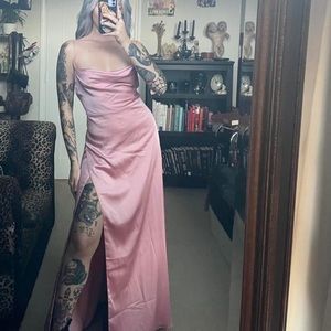 Fame and Partners X Free People Rosabel satin cowel neck dress